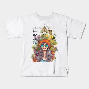 Hippie girl earth element Kids T-Shirt